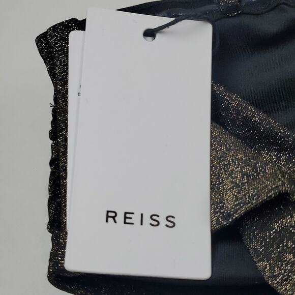 Reiss Women's Gold Black Adina Metallic Bandeau Bikini Top Size 8 - Picture 7 of 10